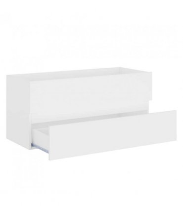 vidaXL Sink Cabinet with Built-in Basin White Engineered Wood — Size: 100 x 38.5 x 45 cm, Model: without faucet & drain