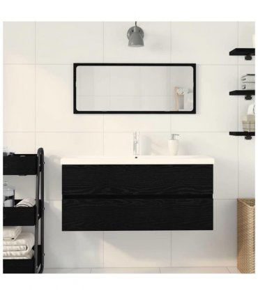vidaXL Bathroom Sink Cabinet Black Oak 90 x 39 x 62 cm Engineered Wood — Size: 90 x 38.5 x 45 cm, Model: with faucet &drain