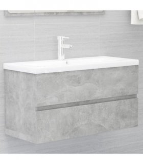 vidaXL Sink Cabinet with Built-in Basin Concrete Grey Engineered Wood — Size: 90 x 38.5 x 45 cm, Model: without faucet & drain