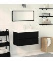 vidaXL Bathroom Sink Cabinet Black Oak 80 x 39 x 62 cm Engineered Wood — Size: 80 x 38.5 x 45 cm, Model: with faucet &drain