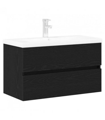 vidaXL Bathroom Sink Cabinet Black Oak 80 x 39 x 62 cm Engineered Wood — Size: 80 x 38.5 x 45 cm, Model: with faucet &drain