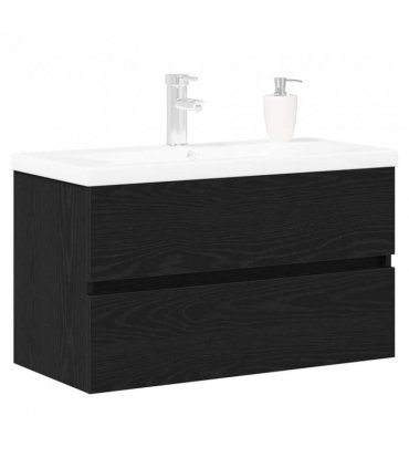 vidaXL Bathroom Sink Cabinet Black Oak 80 x 39 x 62 cm Engineered Wood — Size: 80 x 38.5 x 45 cm, Model: with faucet &drain