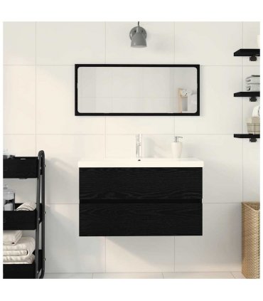 vidaXL Bathroom Sink Cabinet Black Oak 80 x 39 x 62 cm Engineered Wood — Size: 80 x 38.5 x 45 cm, Model: with faucet &drain