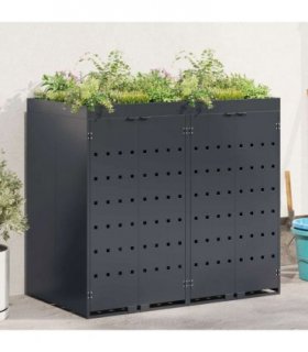vidaXL Wheelie Bin Storage for 2 Bins Anthracite 136 x 77.5 x 121.5 cm — Model: Planter top