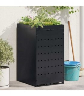 vidaXL Wheelie Bin Storage with Planter Roof for Single 240L Bin Black — Model: Planter top