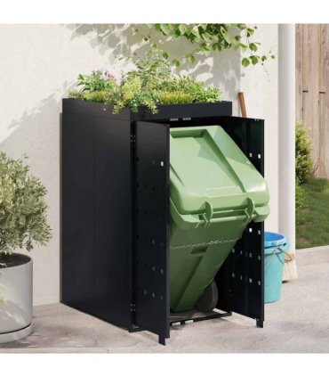 vidaXL Wheelie Bin Storage with Planter Roof for Single 240L Bin Black — Model: Planter top