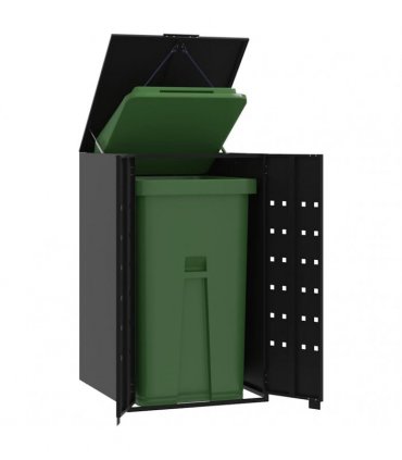 vidaXL Wheelie Bin Storage for Single Bin Black 69x79x117 cm Steel — Model: gas lift-up lid