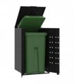 vidaXL Wheelie Bin Storage for Single Bin Black 69x79x117 cm Steel — Model: gas lift-up lid