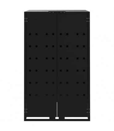 vidaXL Wheelie Bin Storage for Single Bin Black 69x79x117 cm Steel — Model: gas lift-up lid