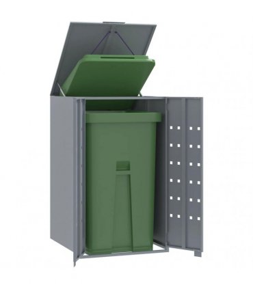 vidaXL Wheelie Bin Storage for Single Bin Grey 69x79x117 cm Steel — Model: gas lift-up lid