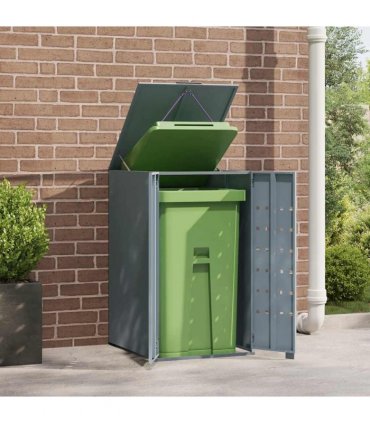 vidaXL Wheelie Bin Storage for Single Bin Grey 69x79x117 cm Steel — Model: gas lift-up lid