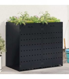 vidaXL Wheelie Bin Storage for 2 Bins Black 136 x 77.5 x 121.5 cm — Model: Planter top