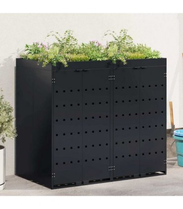 vidaXL Wheelie Bin Storage for 2 Bins Black 136 x 77.5 x 121.5 cm — Model: Planter top