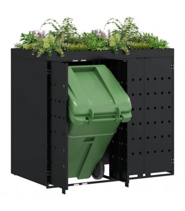 vidaXL Wheelie Bin Storage for 2 Bins Black 136 x 77.5 x 121.5 cm — Model: Planter top