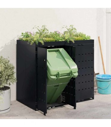 vidaXL Wheelie Bin Storage for 2 Bins Black 136 x 77.5 x 121.5 cm — Model: Planter top