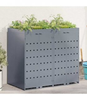 vidaXL Wheelie Bin Storage for 2 Bins Light Grey 136 x 77.5 x 121.5 cm — Model: Planter top