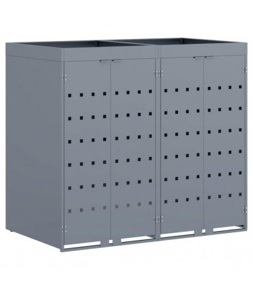 vidaXL Wheelie Bin Storage for 2 Bins Light Grey 136 x 77.5 x 121.5 cm — Model: Planter top