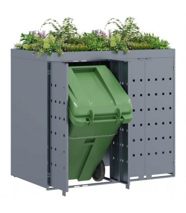 vidaXL Wheelie Bin Storage for 2 Bins Light Grey 136 x 77.5 x 121.5 cm — Model: Planter top