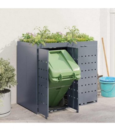 vidaXL Wheelie Bin Storage for 2 Bins Light Grey 136 x 77.5 x 121.5 cm — Model: Planter top