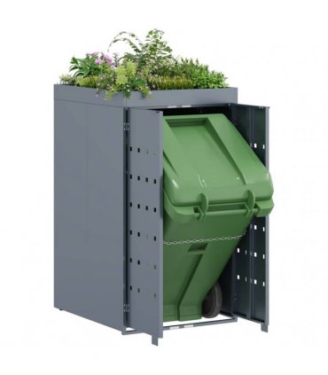 vidaXL Wheelie Bin Storage with Planter Roof for Single 240L Bin — Colour: Grey, Model: Planter top