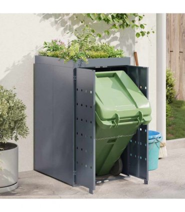 vidaXL Wheelie Bin Storage with Planter Roof for Single 240L Bin — Colour: Grey, Model: Planter top