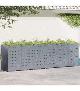 vidaXL Wheelie Bin Storage for 6 Bins Light Grey 408 x 77.5 x 121.5 cm — Model: Planter top