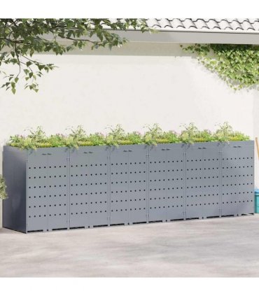 vidaXL Wheelie Bin Storage for 6 Bins Light Grey 408 x 77.5 x 121.5 cm — Model: Planter top