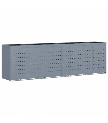 vidaXL Wheelie Bin Storage for 6 Bins Light Grey 408 x 77.5 x 121.5 cm — Model: Planter top