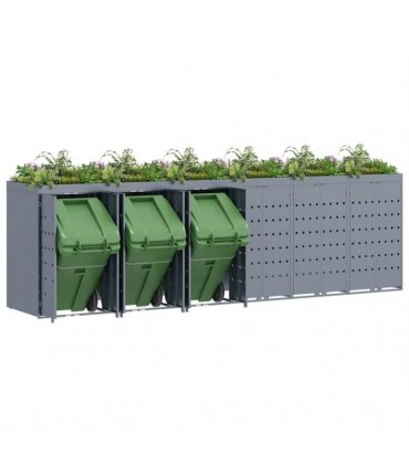 vidaXL Wheelie Bin Storage for 6 Bins Light Grey 408 x 77.5 x 121.5 cm — Model: Planter top
