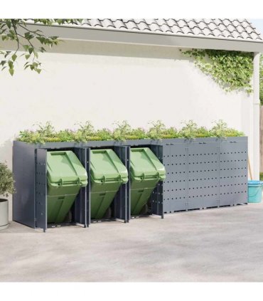 vidaXL Wheelie Bin Storage for 6 Bins Light Grey 408 x 77.5 x 121.5 cm — Model: Planter top