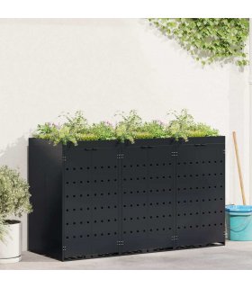 vidaXL Wheelie Bin Storage for 3 Bins Black 204 x 77.5 x 121.5 cm — Model: Planter top