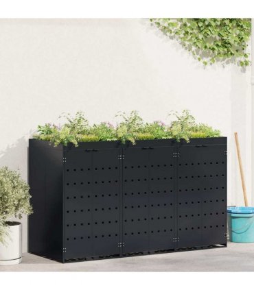 vidaXL Wheelie Bin Storage for 3 Bins Black 204 x 77.5 x 121.5 cm — Model: Planter top
