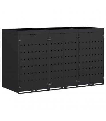 vidaXL Wheelie Bin Storage for 3 Bins Black 204 x 77.5 x 121.5 cm — Model: Planter top