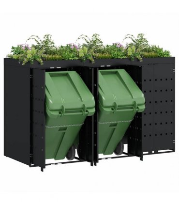 vidaXL Wheelie Bin Storage for 3 Bins Black 204 x 77.5 x 121.5 cm — Model: Planter top