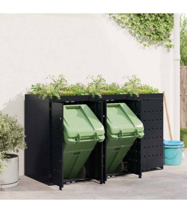 vidaXL Wheelie Bin Storage for 3 Bins Black 204 x 77.5 x 121.5 cm — Model: Planter top