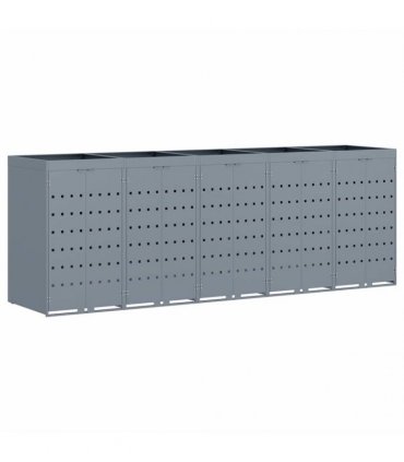 vidaXL Wheelie Bin Storage for 5 Bins Light Grey 340 x 77.5 x 121.5 cm — Model: Planter top