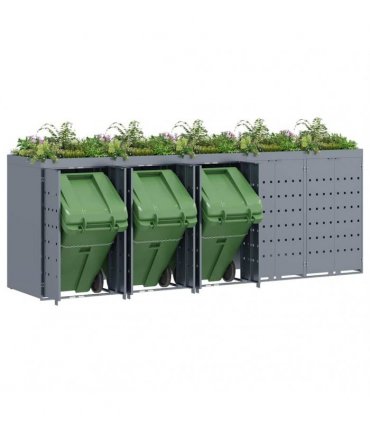 vidaXL Wheelie Bin Storage for 5 Bins Light Grey 340 x 77.5 x 121.5 cm — Model: Planter top