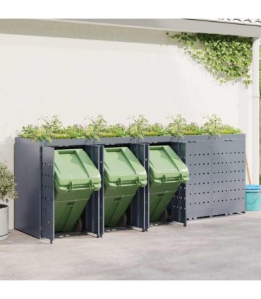 vidaXL Wheelie Bin Storage for 5 Bins Light Grey 340 x 77.5 x 121.5 cm — Model: Planter top
