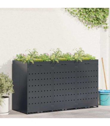 vidaXL Wheelie Bin Storage for 3 Bins Anthracite 204 x 77.5 x 121.5 cm — Model: Planter top