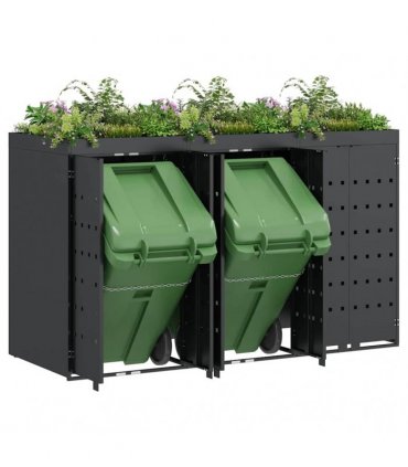 vidaXL Wheelie Bin Storage for 3 Bins Anthracite 204 x 77.5 x 121.5 cm — Model: Planter top