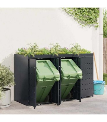 vidaXL Wheelie Bin Storage for 3 Bins Anthracite 204 x 77.5 x 121.5 cm — Model: Planter top