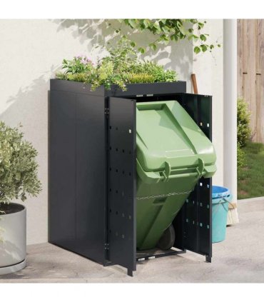 vidaXL Wheelie Bin Storage with Planter Roof for Single 240L Bin — Colour: Anthracite, Model: Planter top