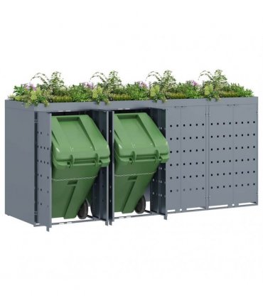 vidaXL Wheelie Bin Storage for 4 Bins Light Grey 272 x 77.5 x 121.5 cm — Model: Planter top