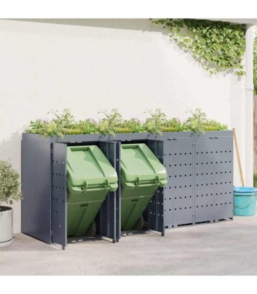 vidaXL Wheelie Bin Storage for 4 Bins Light Grey 272 x 77.5 x 121.5 cm — Model: Planter top