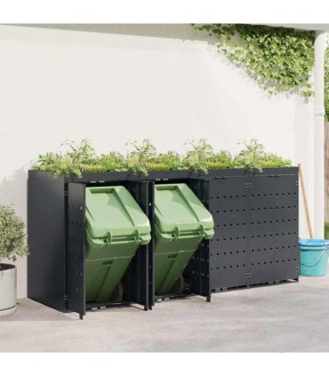 vidaXL Wheelie Bin Storage for 4 Bins Anthracite 272 x 77.5 x 121.5 cm — Model: Planter top