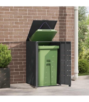 vidaXL Wheelie Bin Storage for Single Bin Anthracite 69x79x117 cm Steel — Model: gas lift-up lid