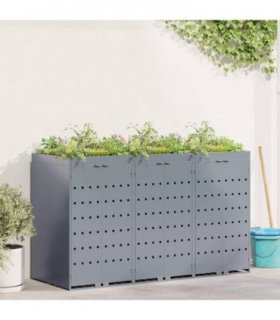 vidaXL Wheelie Bin Storage for 3 Bins Light Grey 204 x 77.5 x 121.5 cm — Model: Planter top