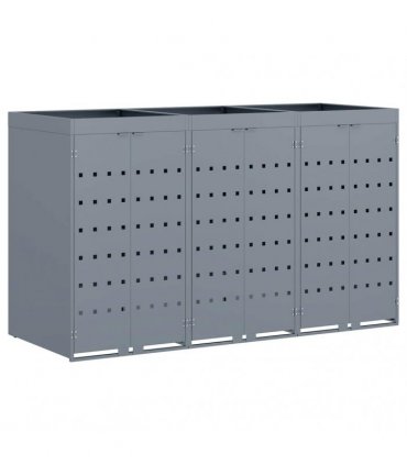 vidaXL Wheelie Bin Storage for 3 Bins Light Grey 204 x 77.5 x 121.5 cm — Model: Planter top