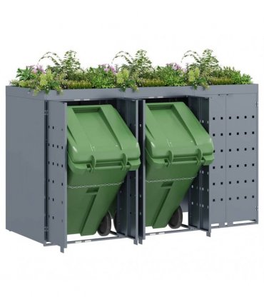 vidaXL Wheelie Bin Storage for 3 Bins Light Grey 204 x 77.5 x 121.5 cm — Model: Planter top
