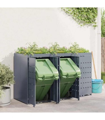 vidaXL Wheelie Bin Storage for 3 Bins Light Grey 204 x 77.5 x 121.5 cm — Model: Planter top